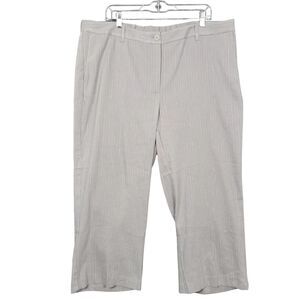 J JILL Gray 218714 Striped Linen Stretch Crop Trouser Career Dress Pants SIZE 22